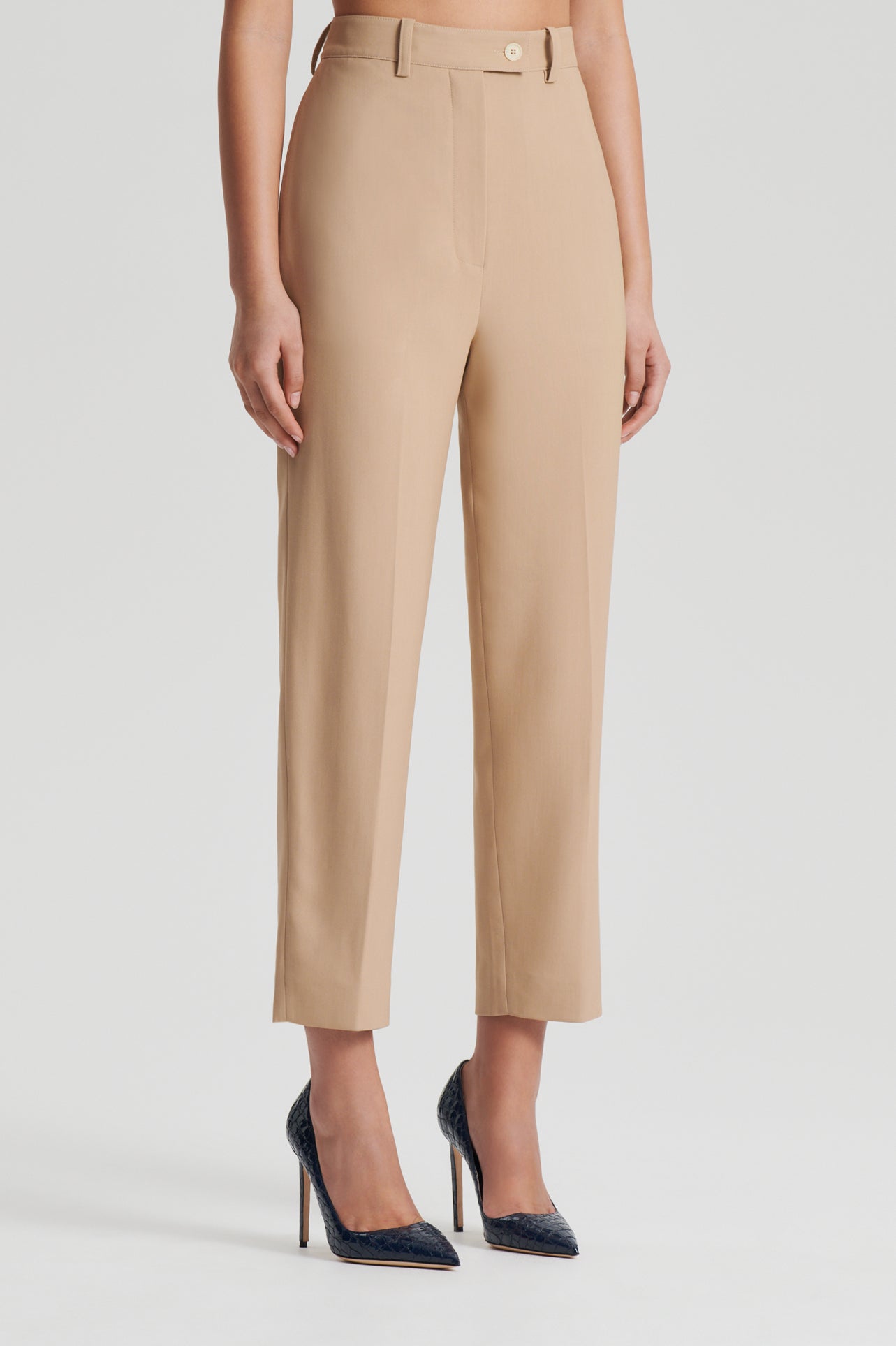 High Rise Tapered Crop Tailored Trouser | boohoo